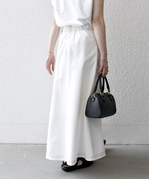 SHIPS any スカート any:「洗濯機可能」オックス ステッチ フレア