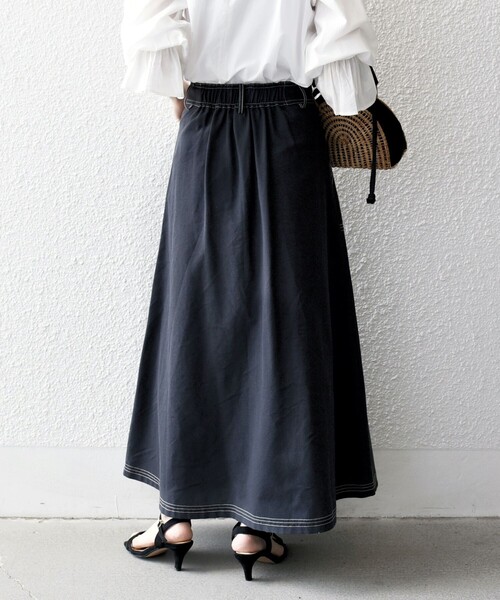 SHIPS any スカート any:「洗濯機可能」オックス ステッチ フレア