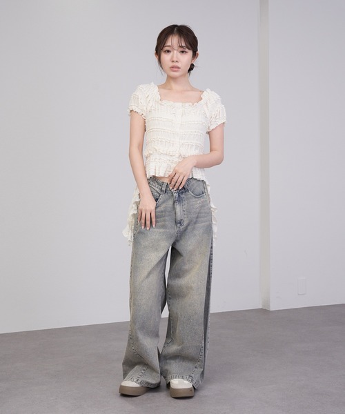 Ray Cassin tシャツ サイドフリルオフショルT レディース