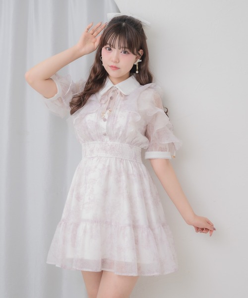 ワンピース 「再販決定/Mサイズ追加」花柄半袖ミニワンピースの画像
