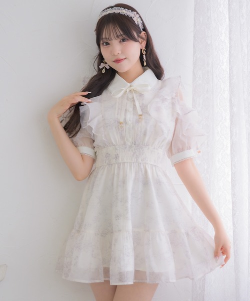 ルールロジェット花柄半袖ワンピース新品 ROJITA（ロジータ） ワンピース 半袖 「再販決定/Mサイズ追加」花柄