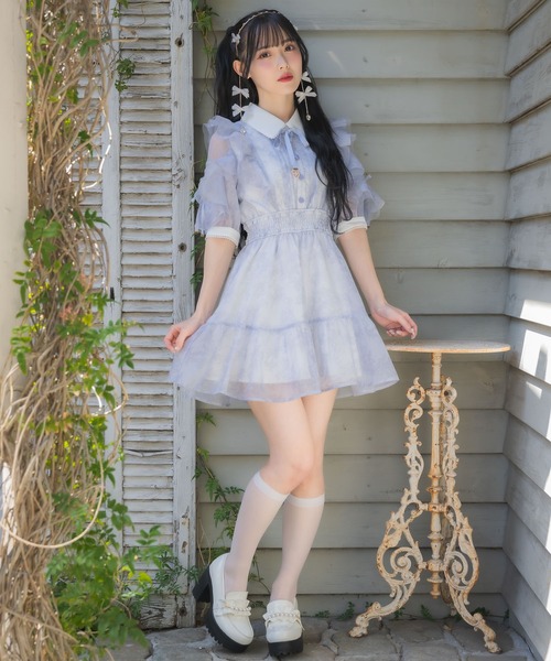 ROJITA ワンピース 「Mサイズ追加」花柄半袖ミニワンピース