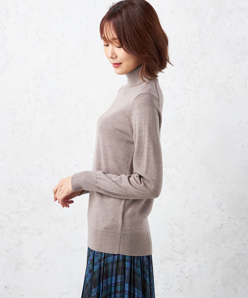 「A/C DESIGN BY ALPHA CUBIC」 タートルネックニット L ブルー レディース_画像2