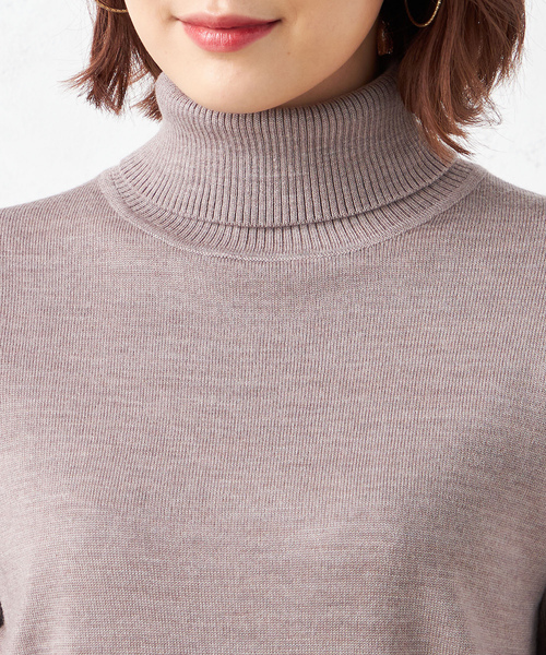 「A/C DESIGN BY ALPHA CUBIC」 タートルネックニット L ブルー レディース_画像4