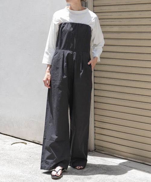オールインワン パンツ ワイド ツートン ブラック ベアトップ 楽天市場】ベルト付き ベア ワイド オールインワン レディース