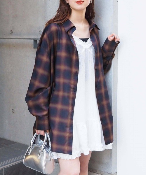 ブラウス シャツ マルチWAYBIGチェックシャツ　590779 レディース tiptop ブラウス シャツ チェックマルチwayBIGシャツ レディース