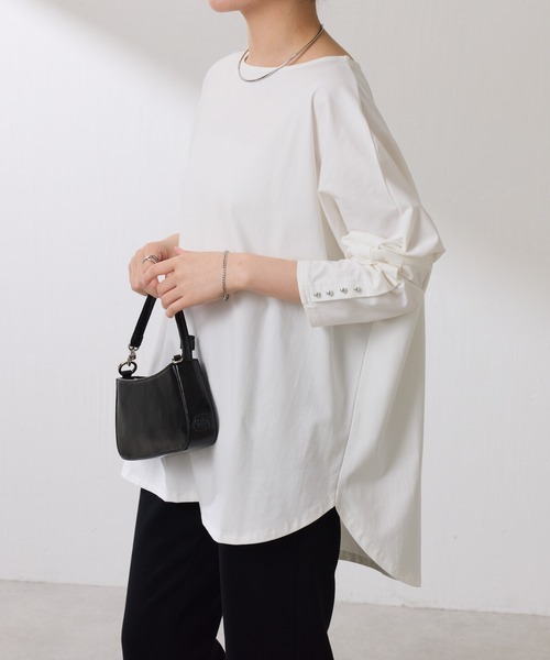 tシャツ 袖メタルパーツロンT レディース