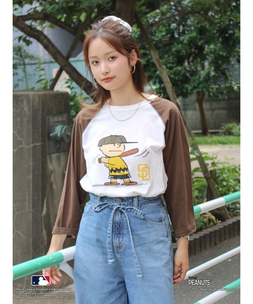 tシャツ 「MLB PEANUTS」ラグランTee レディース Ungrid tシャツ 「MLB PEANUTS」ラグランTee レディース