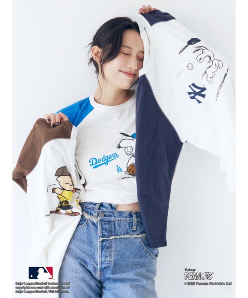 tシャツ 「MLB PEANUTS」ラグランTee レディース Ungrid tシャツ 「MLB PEANUTS」ラグランTee レディース