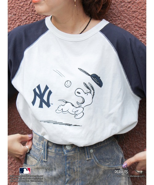 tシャツ 「MLB PEANUTS」ラグランTee レディース Ungrid tシャツ 「MLB PEANUTS」ラグランTee レディース