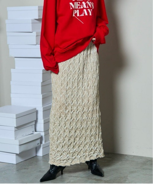 MAISON SPECIAL スカート Velor Shirring Skirt/ベロア