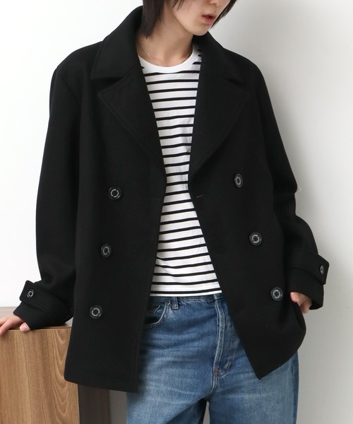 メンズ 黒 ウール ピーコート POLO U.S. POLO ASSN.（ユーエスポロアッスン） pコート ピーコート