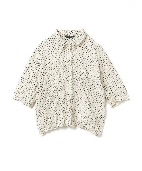ブラウス シャツ mizuiro ind ドットプリントキャッチワッシャーシャツ レディース