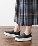 スニーカー 軽量 厚底 ボリュームソールスリッ...の詳細画像4