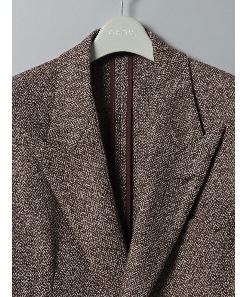 GOOVI ダブルブレストジャケット ヘビーウール杢カルゼ ブラウン ジャケット テーラードジャケット GOOVI ダブルブレストジャケット