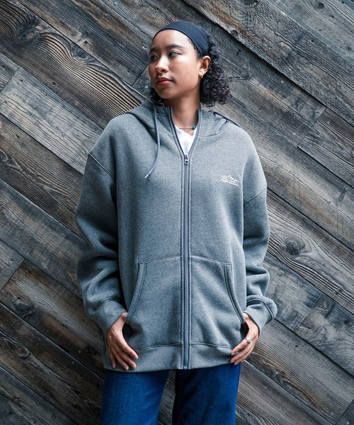 6Lululemon フルジップパーカー グレー/ネイビー ragged mountain パーカー 「RAGGED MOUNTAIN/ラギットマウンテン