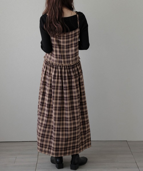 ワンピース フリルギャザーチェック柄ワンピース : ZOZOTOWN Yahoo!店