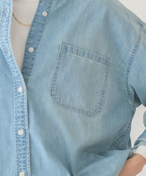 「AMERICAN HOLIC」 長袖シャツ L ライトインディゴブルー レディース_画像4