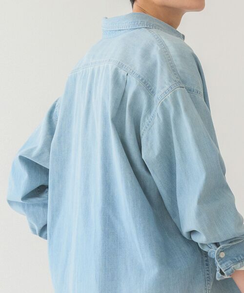 「AMERICAN HOLIC」 長袖シャツ L ライトインディゴブルー レディース_画像7