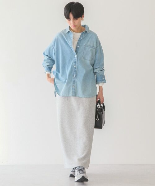 「AMERICAN HOLIC」 長袖シャツ L ライトインディゴブルー レディース_画像9
