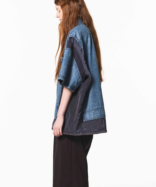 「MAISON SPECIAL」 半袖シャツ 1 ネイビー メンズの画像