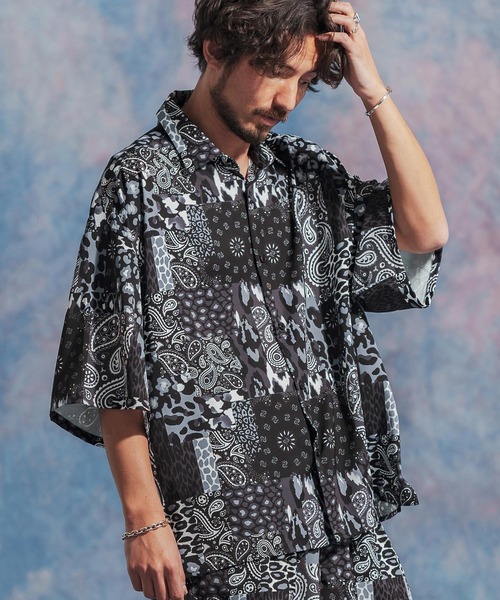 「Jih Nunc」 半袖シャツ S ブラック メンズの画像