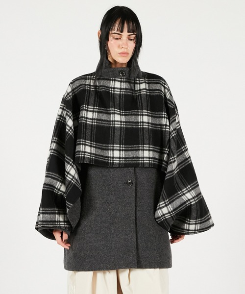 【タグ付】プランクプロジェクト　ポンチョコート　マフラー付　ブラック　黒　日本製 PRANK PROJECT(プランク プロジェクト)｜マフラー付きポンチョコート