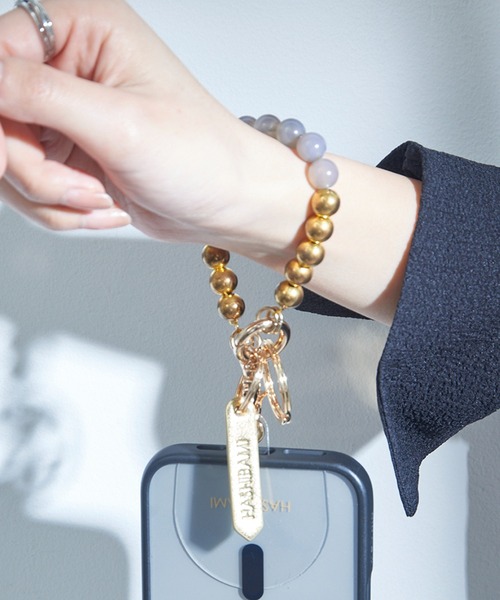 Hashibami（ハシバミ） 「HASHIBAMI」大玉天然石 × レザー スマホ