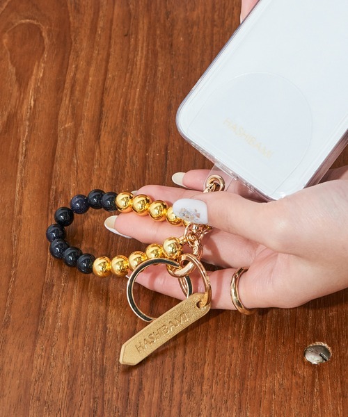 Hashibami（ハシバミ） 「HASHIBAMI」大玉天然石 × レザー スマホ