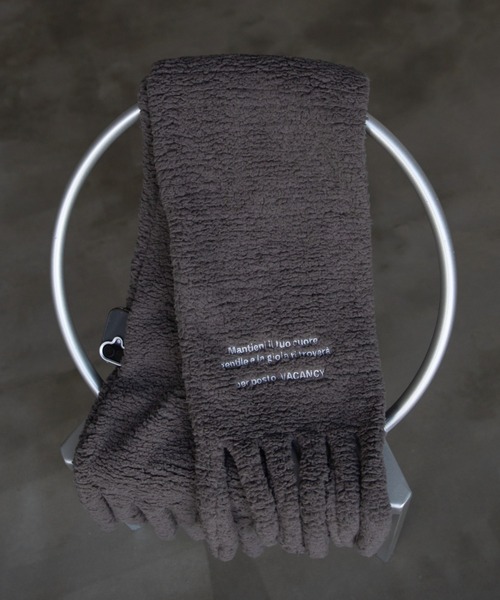 マフラー ストール ロゴ刺繍フリンジボアマフラー/ポケット付き