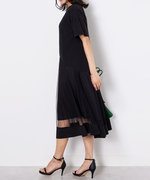 「BELLUNA PLUS」 「lagrilua」半袖ワンピース MEDIUM グレイッシュベージュ レディース_画像6