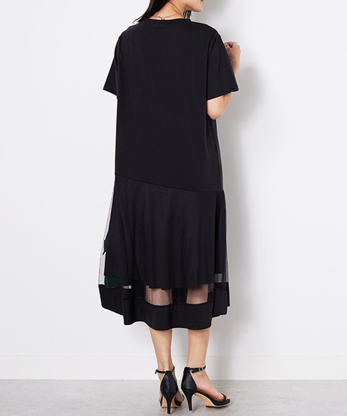 「BELLUNA PLUS」 「lagrilua」半袖ワンピース MEDIUM グレイッシュベージュ レディース_画像7