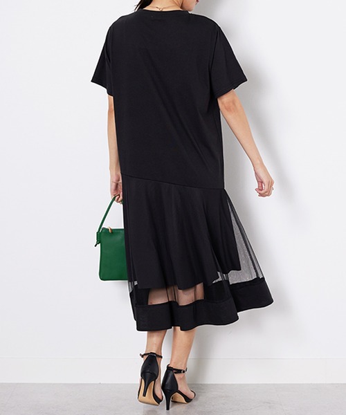 「BELLUNA PLUS」 「lagrilua」半袖ワンピース MEDIUM グレイッシュベージュ レディース_画像8