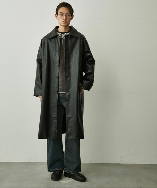 BLANK HOTEL ステンカラーコート コート Oversized Faux Leather