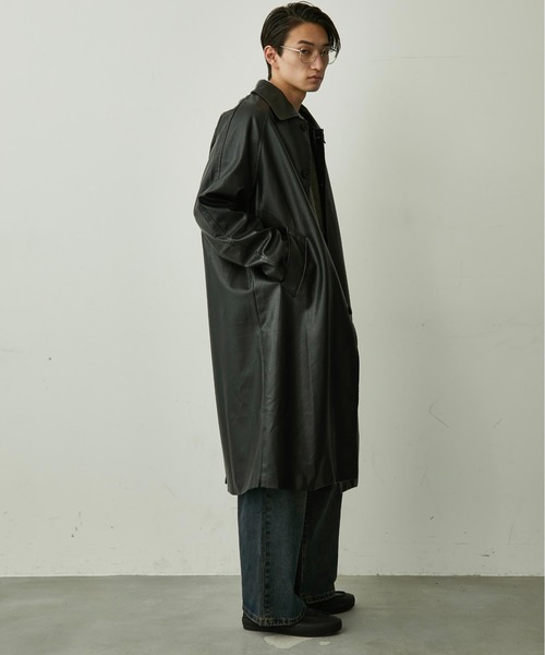 BLANK HOTEL ステンカラーコート コート Oversized Faux Leather