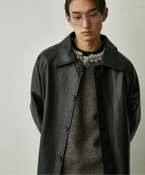 BLANK HOTEL ステンカラーコート コート Oversized Faux Leather