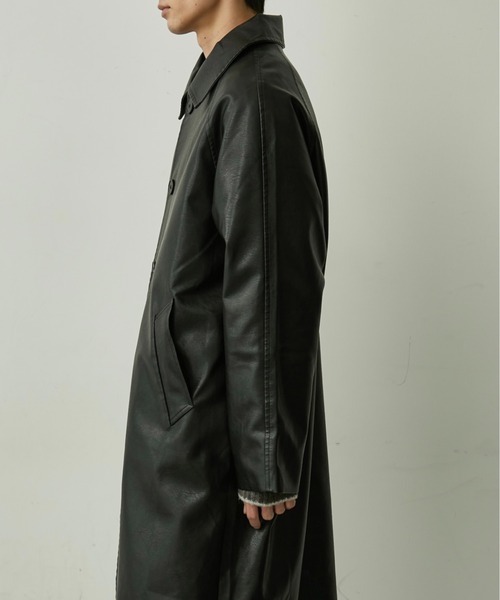 BLANK HOTEL ステンカラーコート コート Oversized Faux Leather