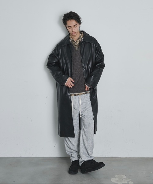 BLANK HOTEL ステンカラーコート コート Oversized Faux Leather