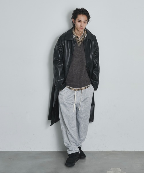 BLANK HOTEL ステンカラーコート コート Oversized Faux Leather