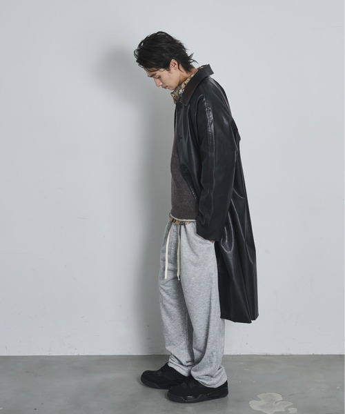 BLANK HOTEL ステンカラーコート コート Oversized Faux Leather