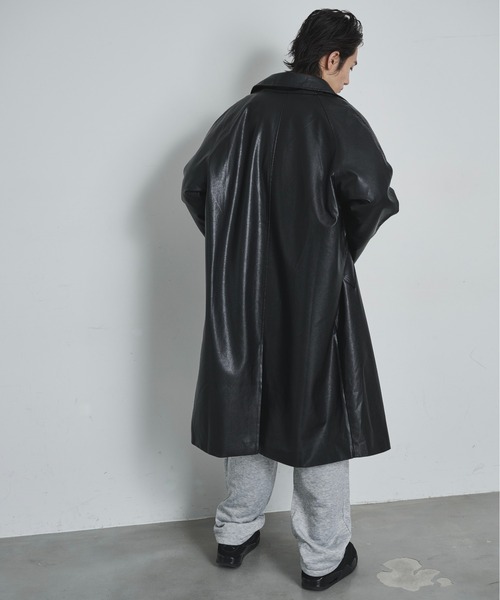 BLANK HOTEL ステンカラーコート コート Oversized Faux Leather