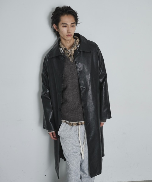 BLANK HOTEL ステンカラーコート コート Oversized Faux Leather
