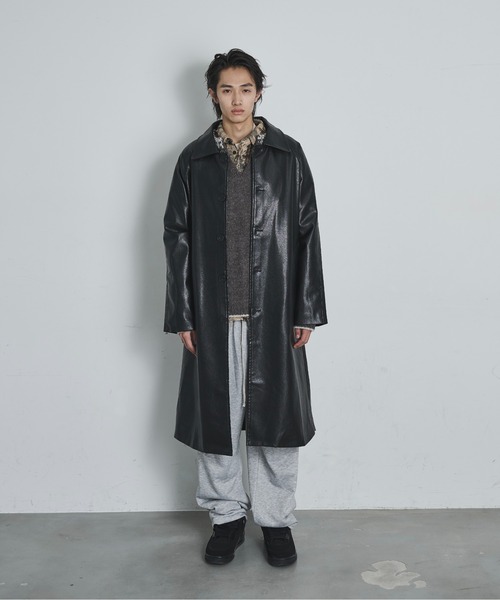 BLANK HOTEL ステンカラーコート コート Oversized Faux Leather