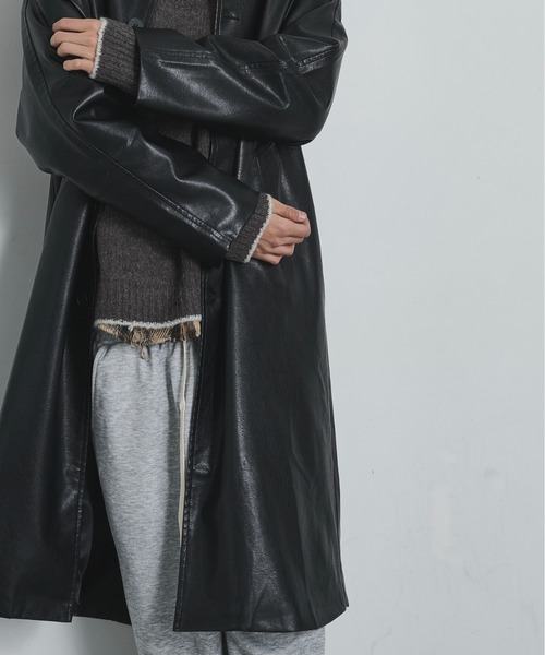 BLANK HOTEL ステンカラーコート コート Oversized Faux Leather