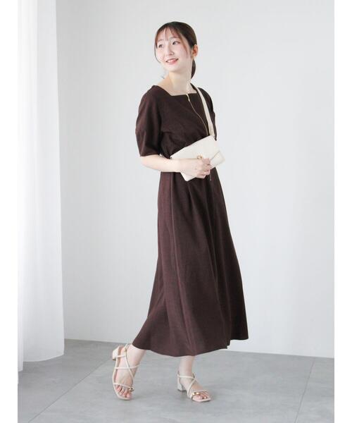 「Te chichi TERRASSE」 半袖ワンピース F ブラウン レディース_画像5