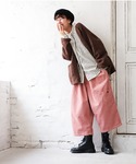 ワイドパンツ パンツ 大人に馴染む、ピンクのコ...の詳細画像3