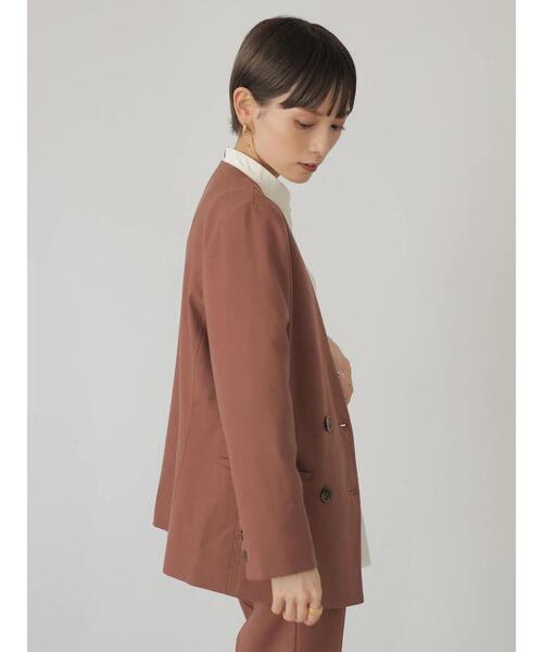 「rem closet」 ノーカラージャケット S グレイッシュベージュ レディース_画像2