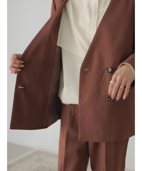 「rem closet」 ノーカラージャケット S グレイッシュベージュ レディース_画像9