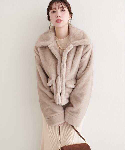natural couture コート アウター フェイクファーショートコート