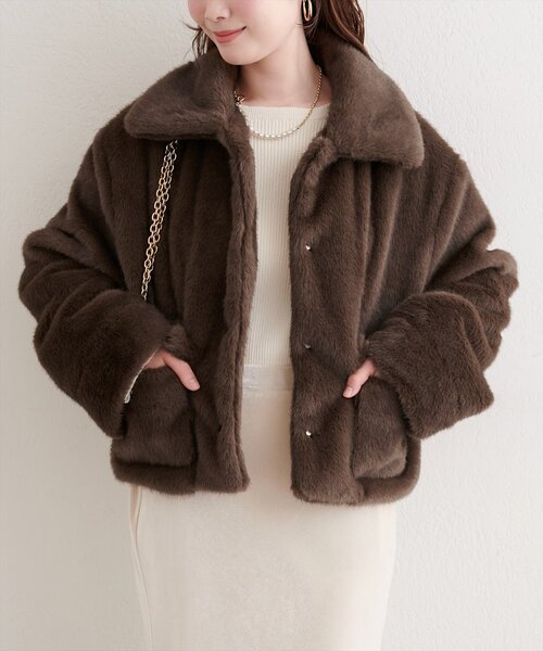 natural couture コート アウター フェイクファーショートコート